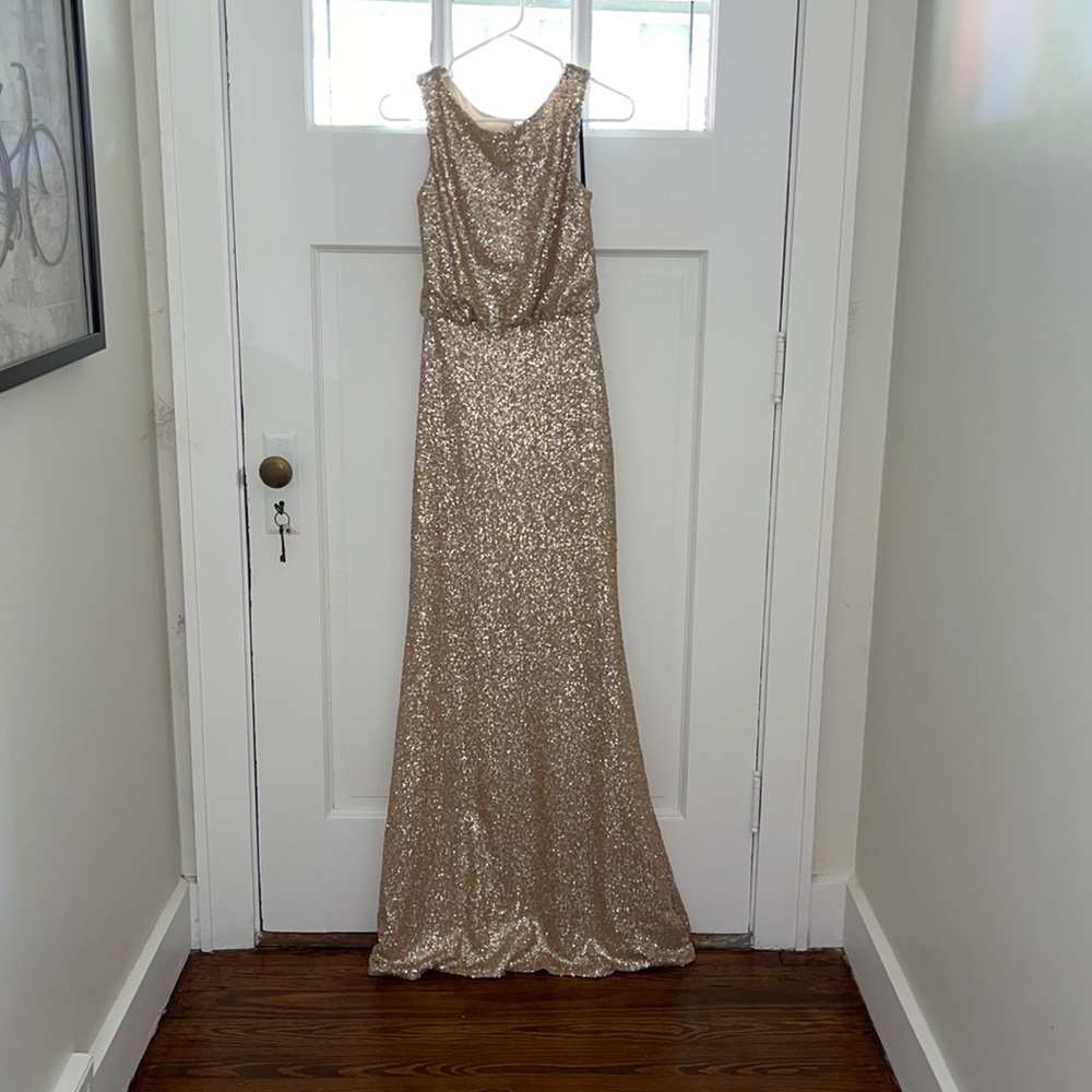 Bridesmaid dress gold sequin